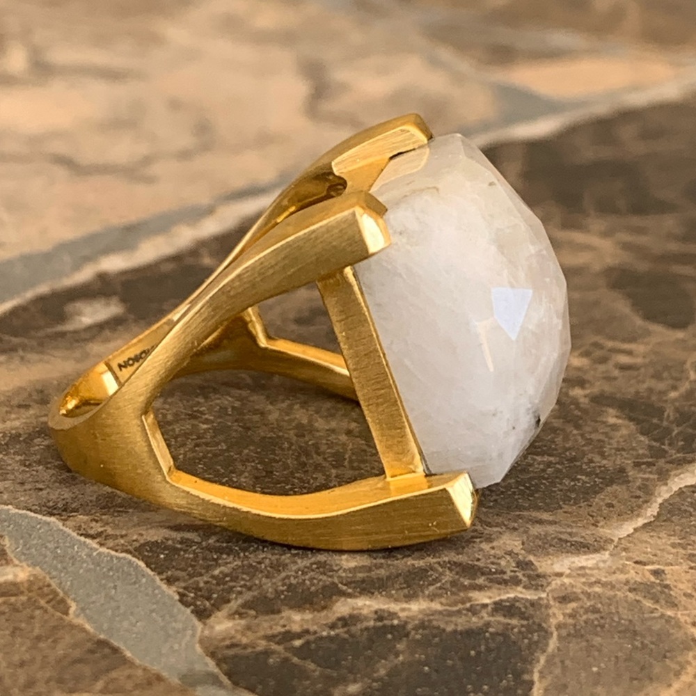 Dean Davidson Signature Brushed Gold Plated Large Moonstone Statement Ring